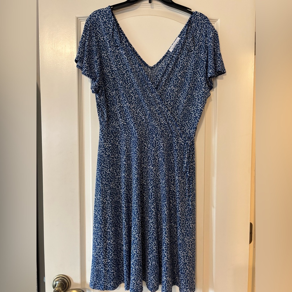 Kaileigh Navy Blue Speckled Midi Wrap Dress